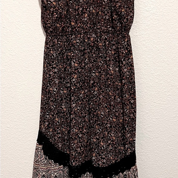 Knox Rose Black Floral Boho Cottage Embroidered Hi-lo Midi Strapless Dress Sz M - Picture 3 of 7